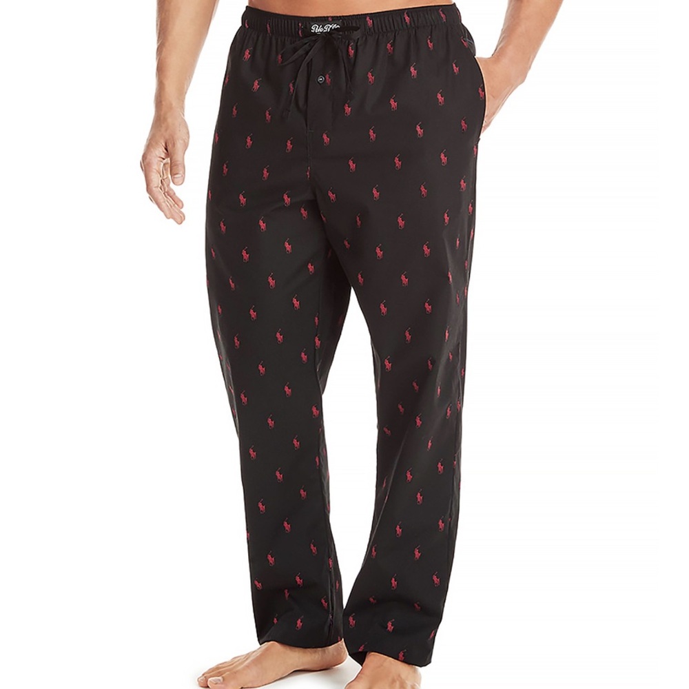 New w/tags in package Ralph Lauren Black w/Red-All Over Pony Print Pajama Pants